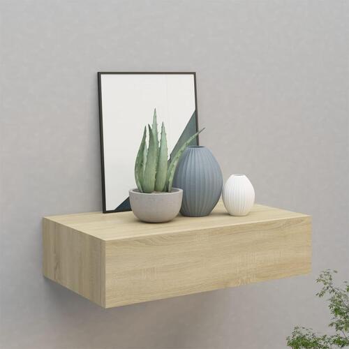 Væghylde med skuffe 40x23,5x10 cm MDF egetræsfarvet