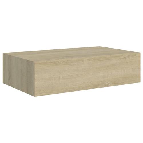Væghylde med skuffe 40x23,5x10 cm MDF egetræsfarvet