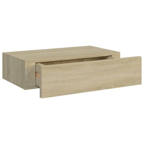 Væghylde med skuffe 40x23,5x10 cm MDF egetræsfarvet