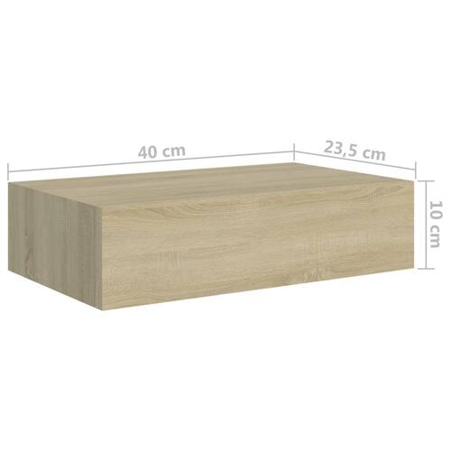 Væghylde med skuffe 40x23,5x10 cm MDF egetræsfarvet