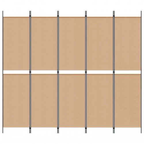 5-panel rumdeler i stof - beige, 250 × 220 cm, foldbar