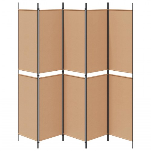 5-panel rumdeler i stof - beige, 250 × 220 cm, foldbar