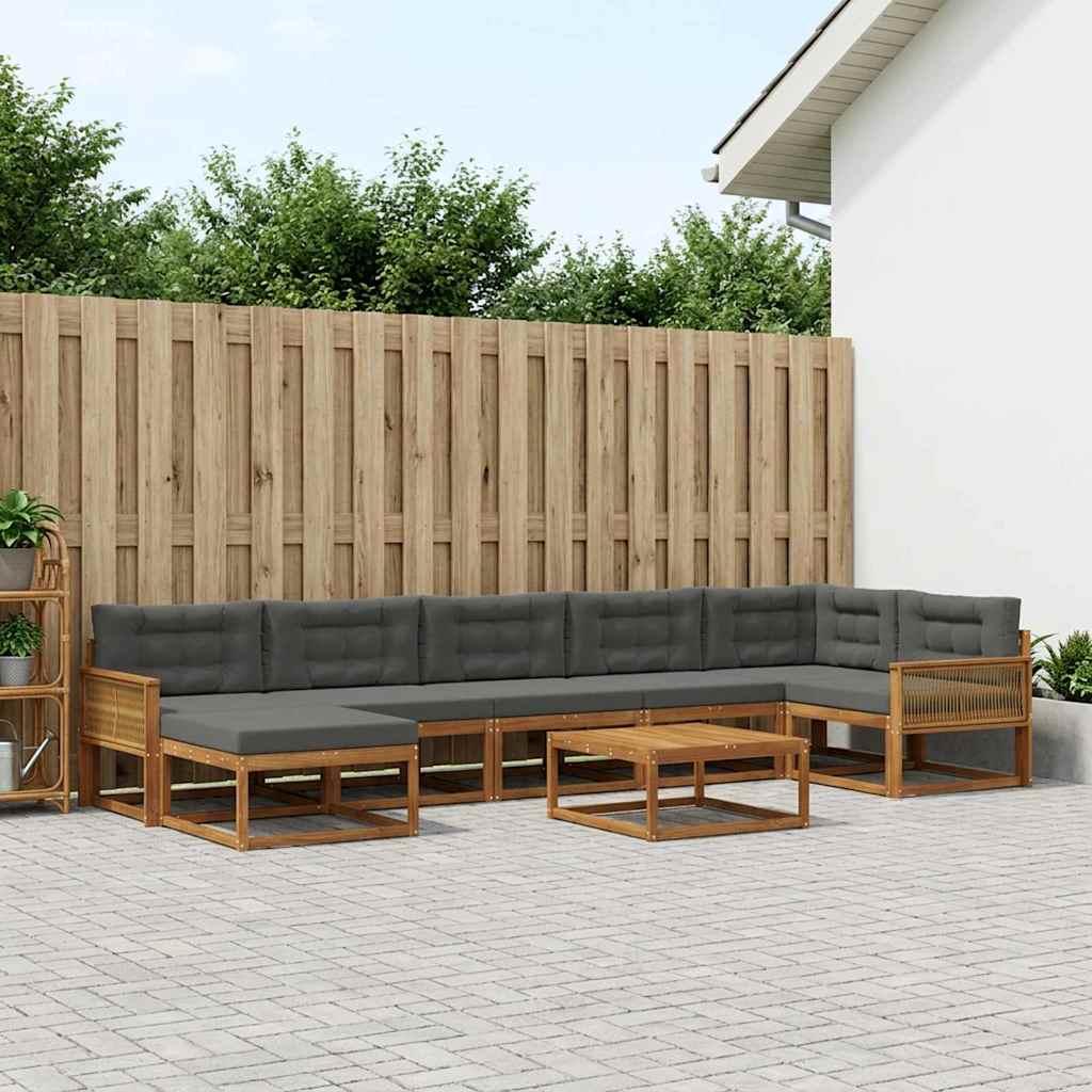 Udendørs sofagruppe med pude 8 stk Naturlig og Antracit billede