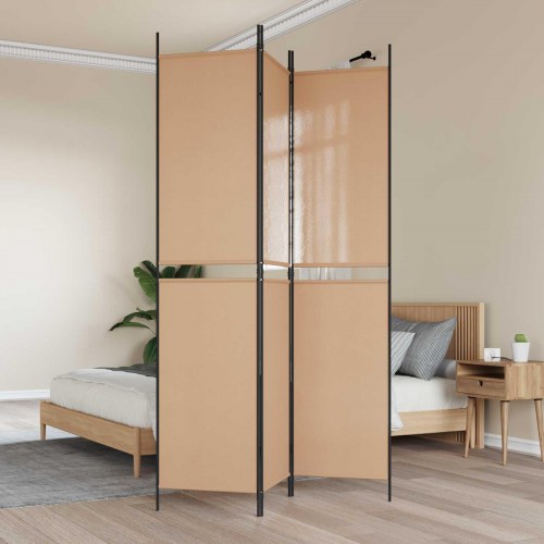 3-panel rumdeler i stof - beige, 150 × 220 cm
