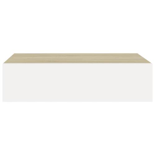 Hylder med skuffe 2 stk. 40x23,5x10 cm MDF egetræsfarve og hvid