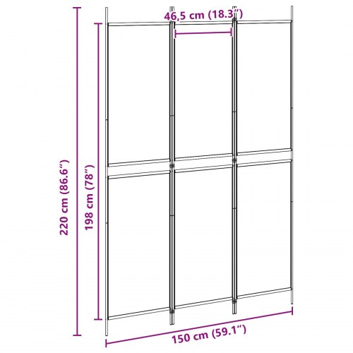3-panel rumdeler i stof - beige, 150 × 220 cm