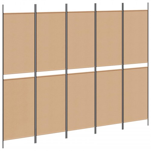 5-panel rumdeler i stof - beige, 250 × 200 cm, foldbar