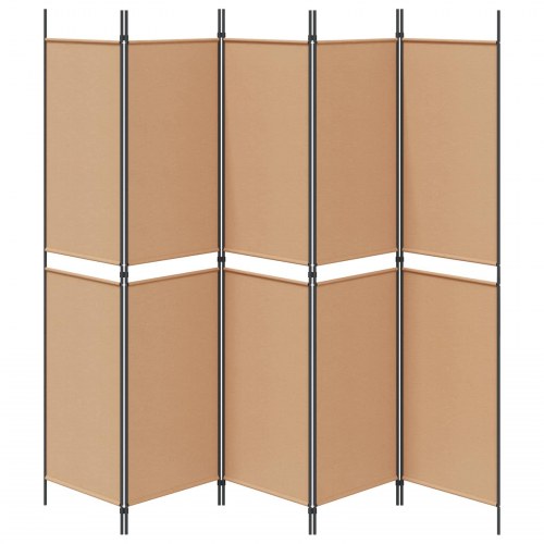 5-panel rumdeler i stof - beige, 250 × 200 cm, foldbar