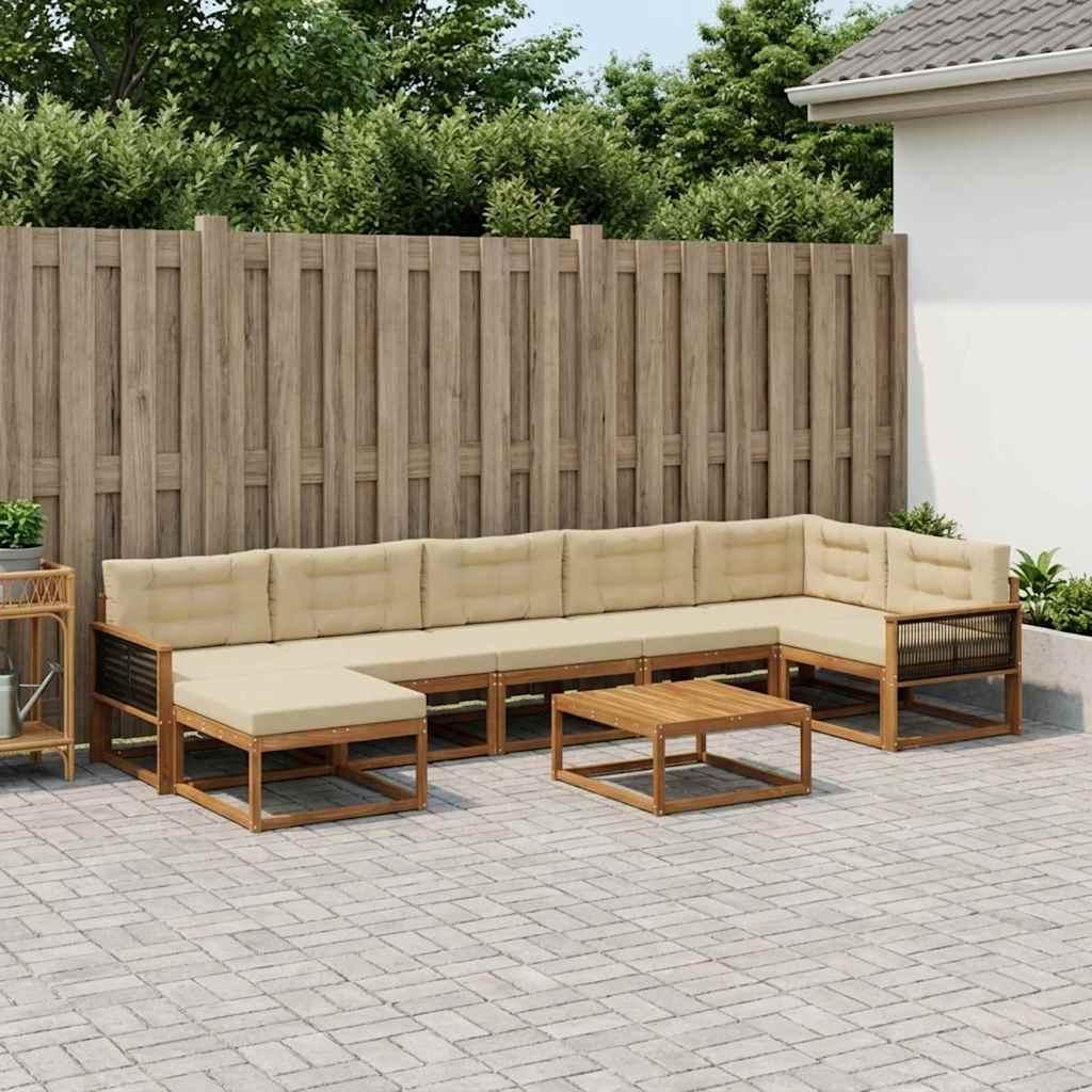 Udendørs sofagruppe med pude 8 stk Naturlig og Beige billede