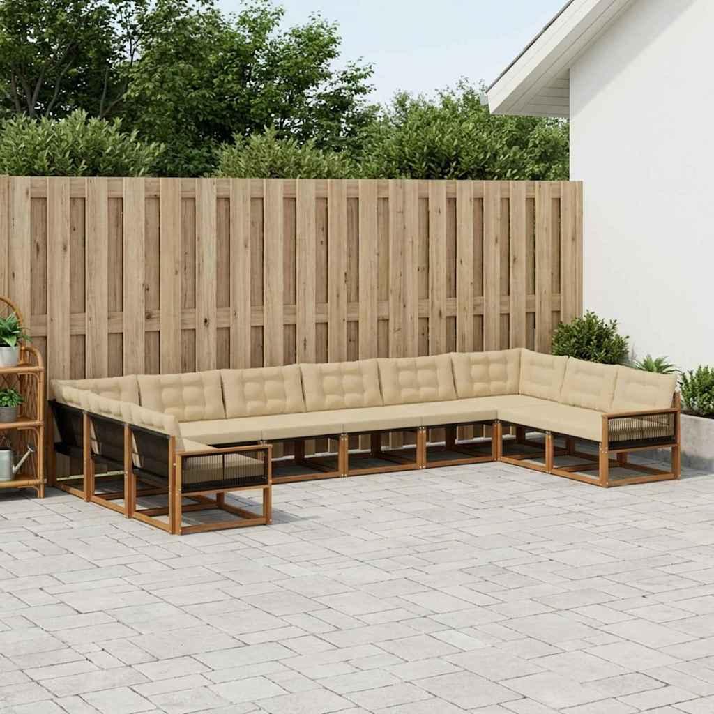 Udendørs sofagruppe med pude 10 stk Naturlig og Beige billede