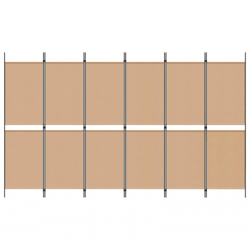 Rumdeler med 6 paneler - beige stof, 300 × 180 cm, foldbar