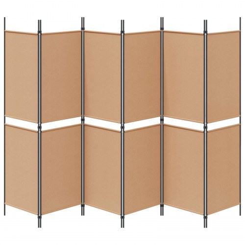 Rumdeler med 6 paneler - beige stof, 300 × 180 cm, foldbar