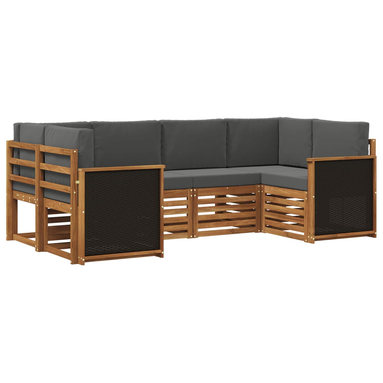 Sektionalsofa sæt med pude 5 stk Naturlig og Antracit billede