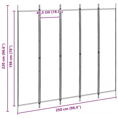 Rumdeler med 5 paneler - beige, 250 x 220 cm