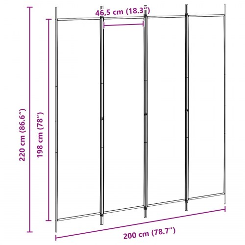 Rumdeler med 4 paneler - beige, 200 x 220 cm