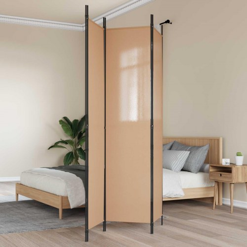 3-panel rumdeler i stof - beige 150 x 220 cm