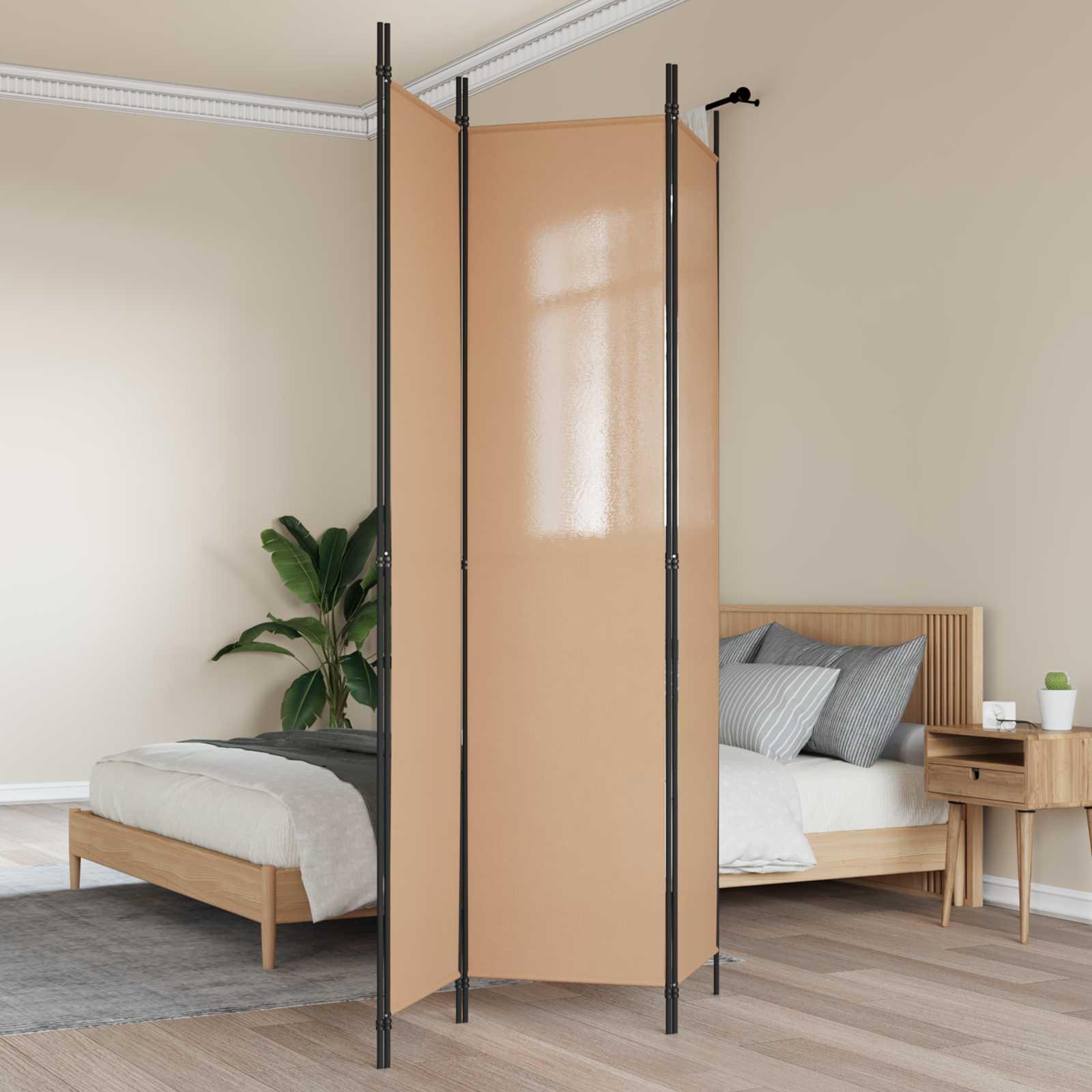 3-panel rumdeler Beige 150 x 220 cm Stof billede