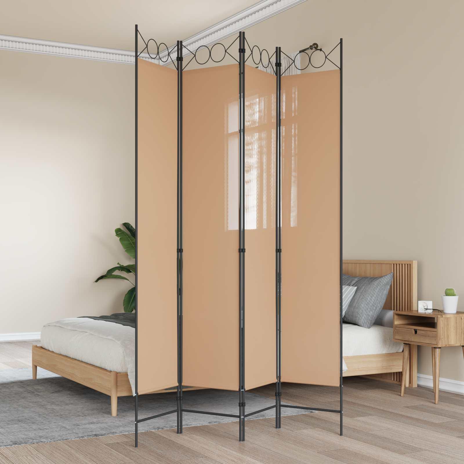 4-panel rumdeler Beige 160 x 220 cm Stof billede
