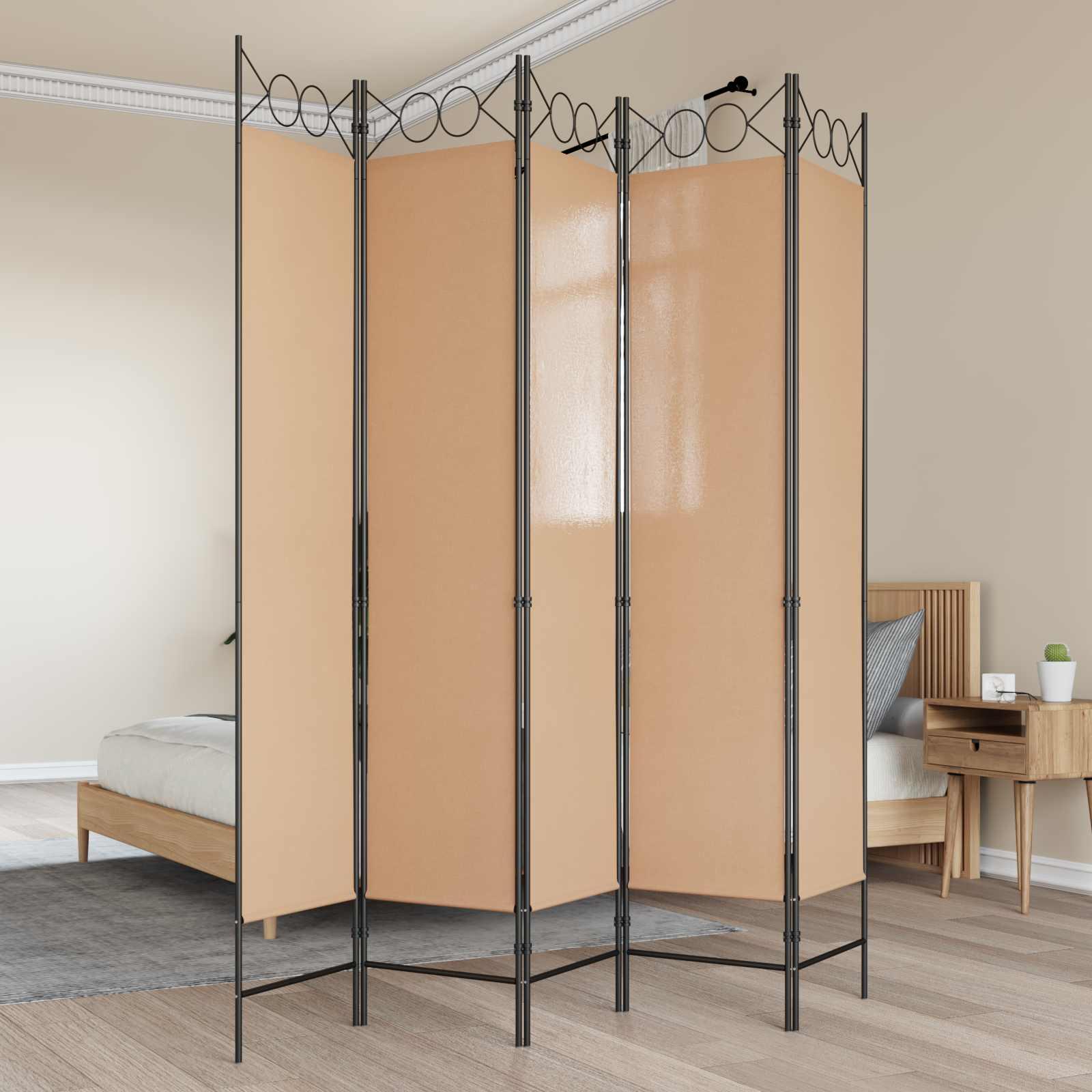 5-panel rumdeler Beige 200 x 200 cm Stof billede