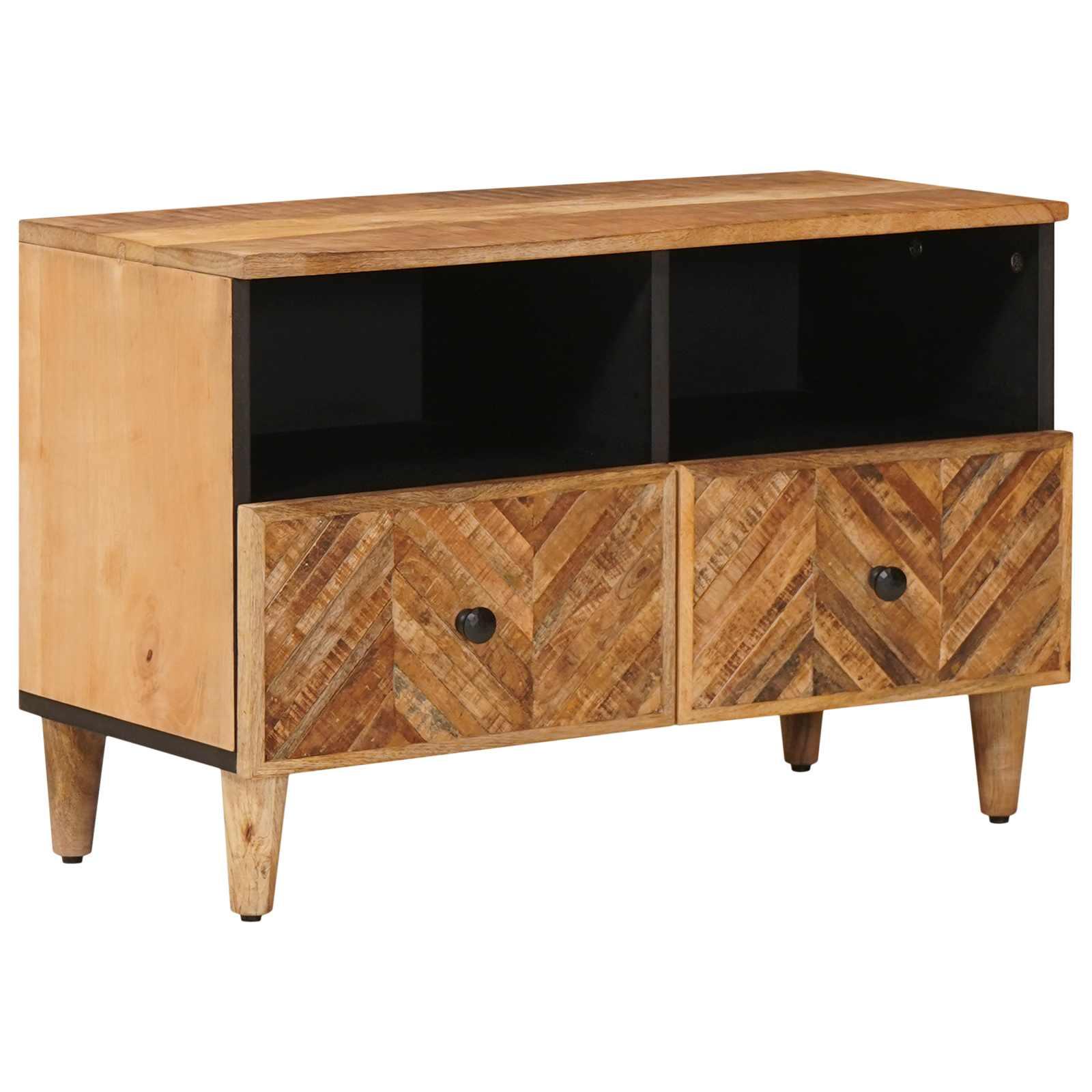 TV-bord i massivt mangotræ - brun, 70 × 33,5 × 46 cm billede