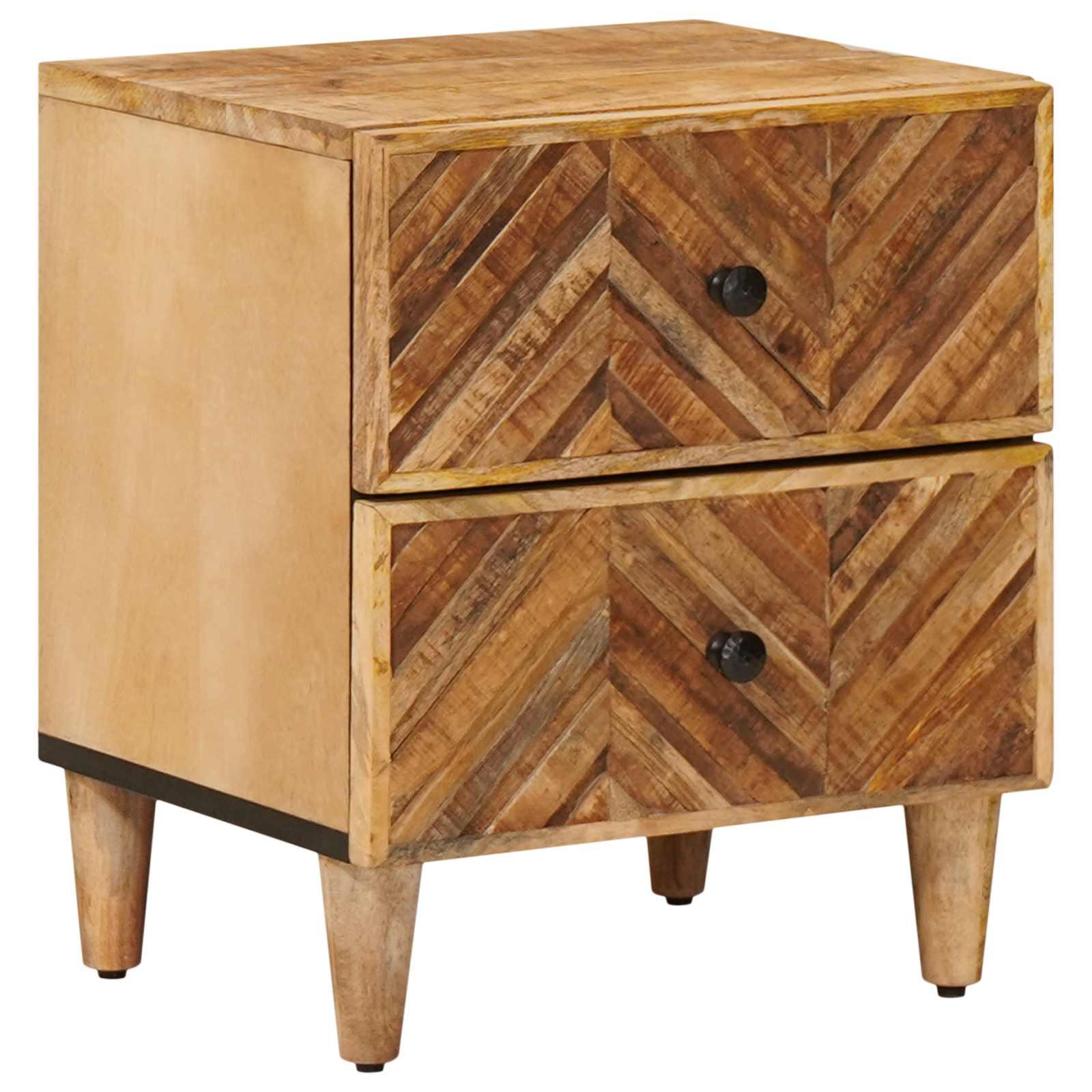 Sengebord med skuffe Brun 40 x 33,5 x 46 cm Massivt mangotræ billede
