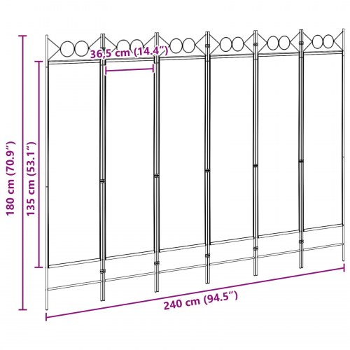 Rumdeler med 6 paneler - beige 240 x 180 cm