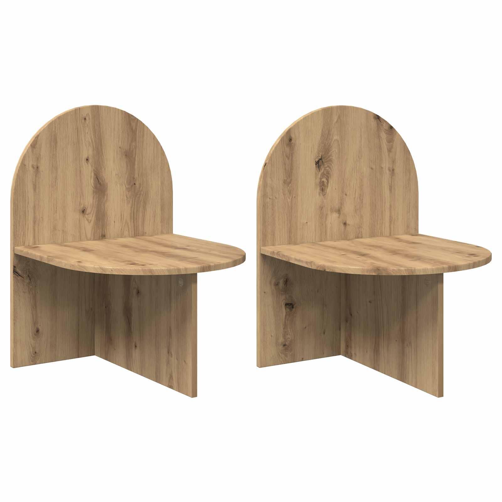 Sengeborde 2 stk i artisan-eg - konstrueret træ, 48 × 49 × 65 cm billede