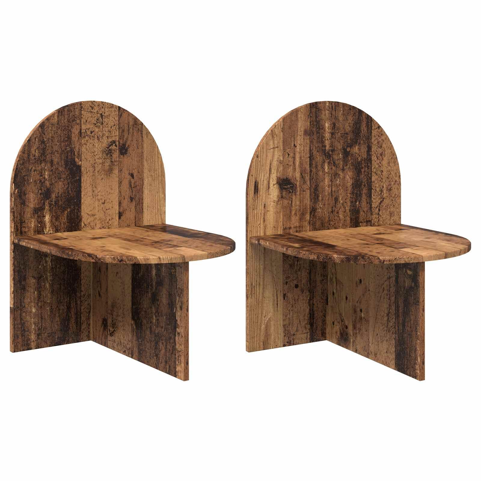 Sengeborde 2 stk - gammelt træ look, 48 × 49 × 65 cm, konstrueret træ