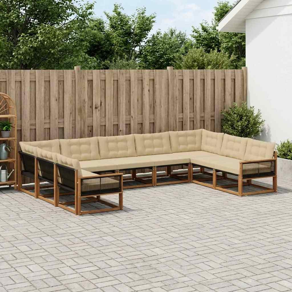Udendørs sofagruppe i akacietræ - 9 dele, naturlig/beige billede