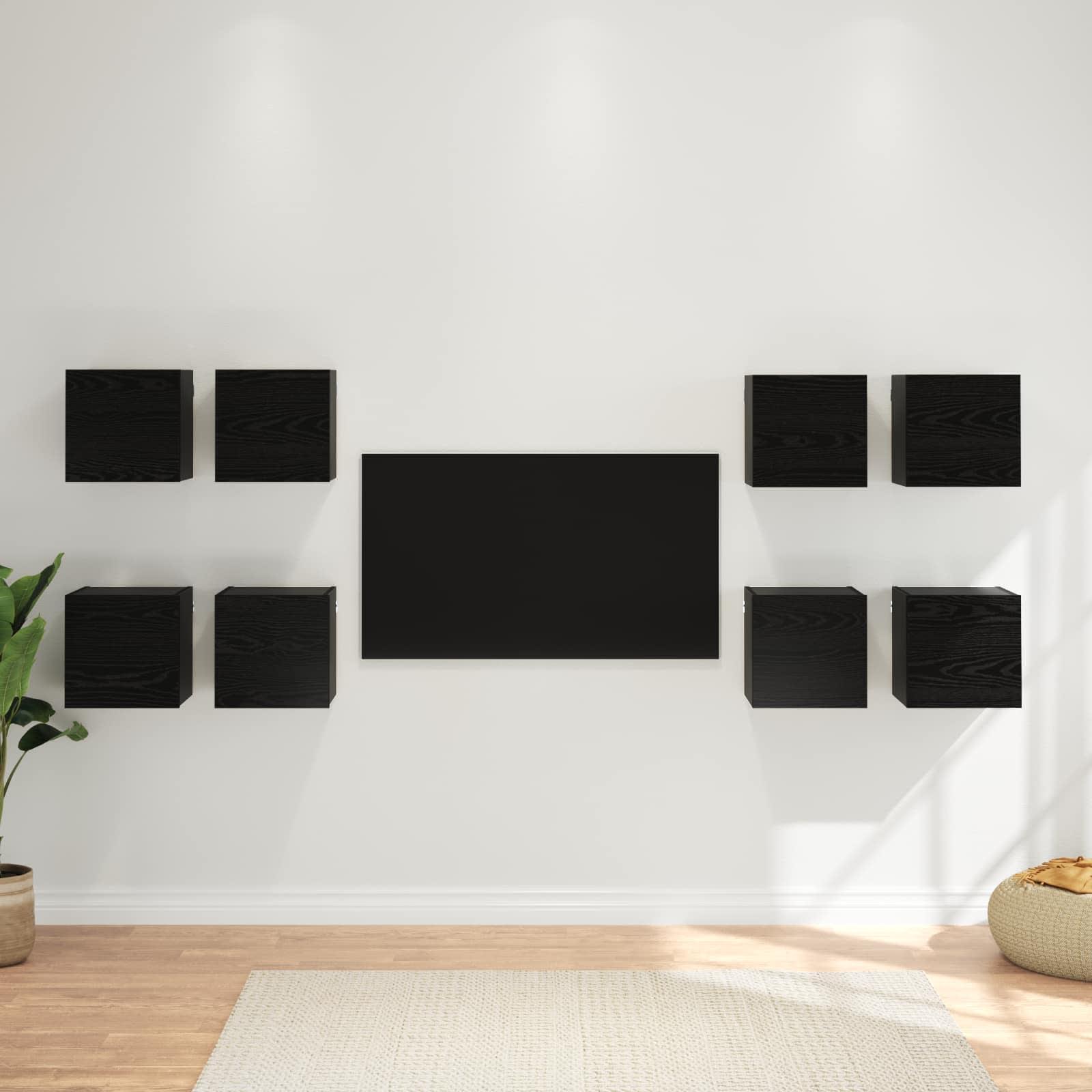 Vægmonteret TV Skab Vægmonteret 8 stk Sort eg 30,5 x 30 x 30 cm billede