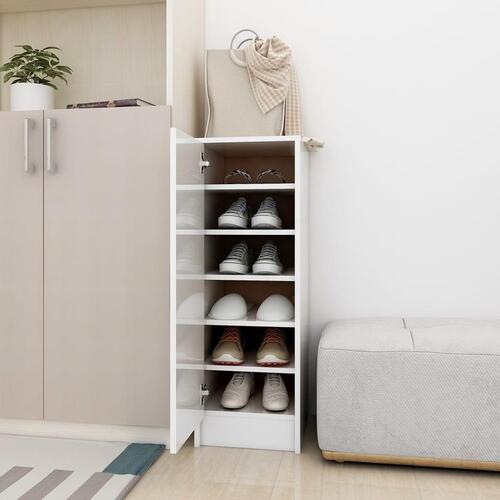 Skoskab 32x35x92 cm konstrueret træ hvid højglans