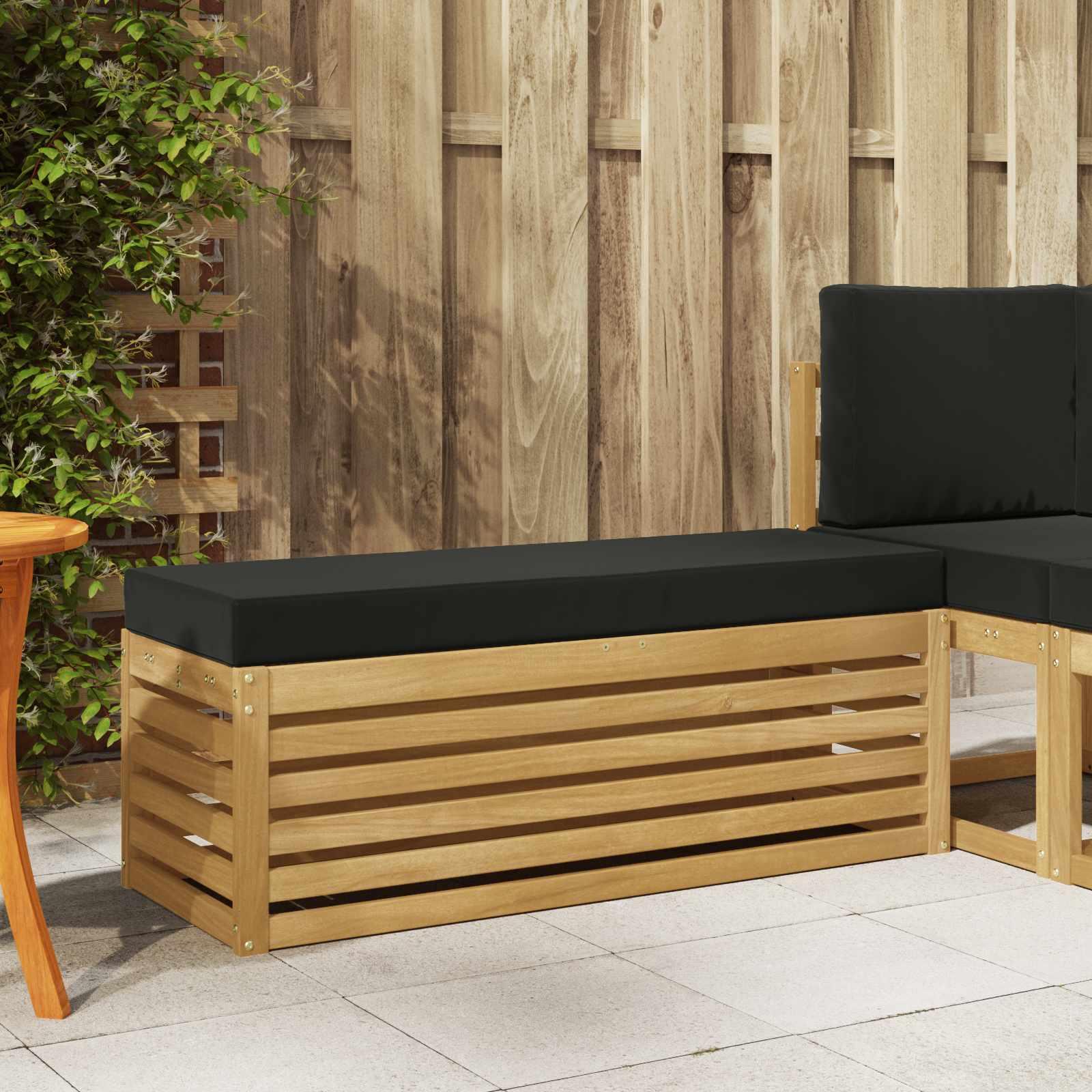Udendørs Skammel Bænk Hvid 115 x 43 x 45 cm Massivt Akacietræ billede