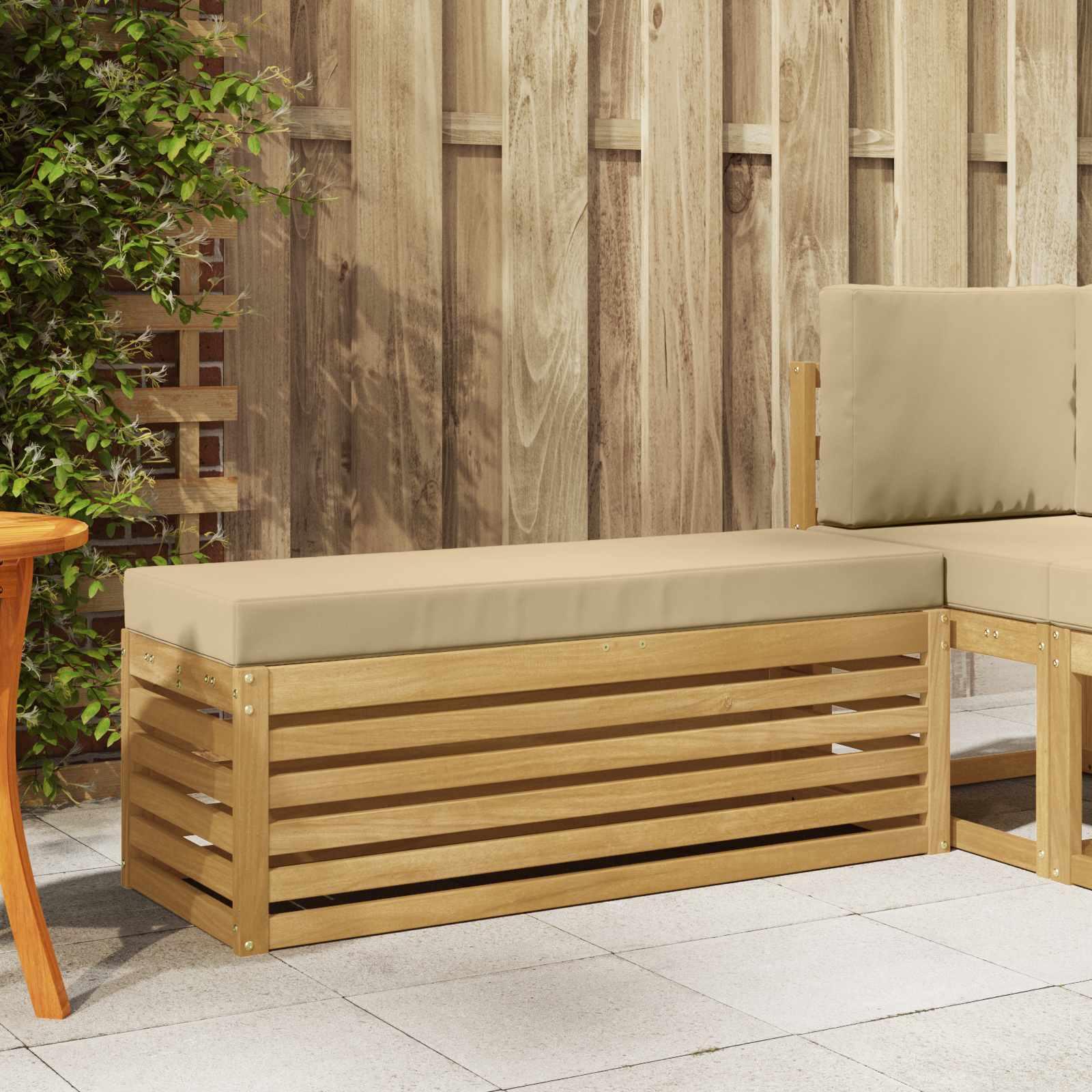 Udendørs Skammel Bænk Hvid 115 x 43 x 45 cm Massivt Akacietræ billede