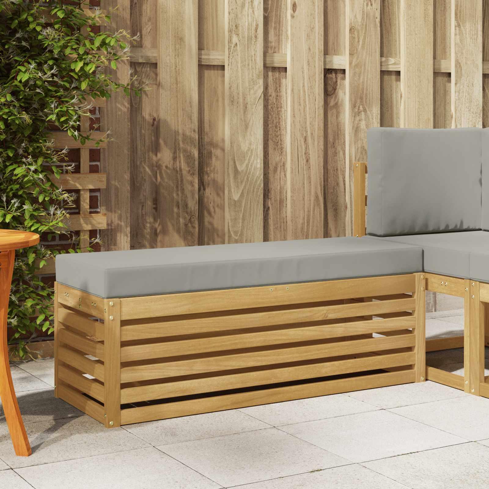 Udendørs Skammel Bænk Hvid 115 x 43 x 45 cm Massivt Akacietræ billede