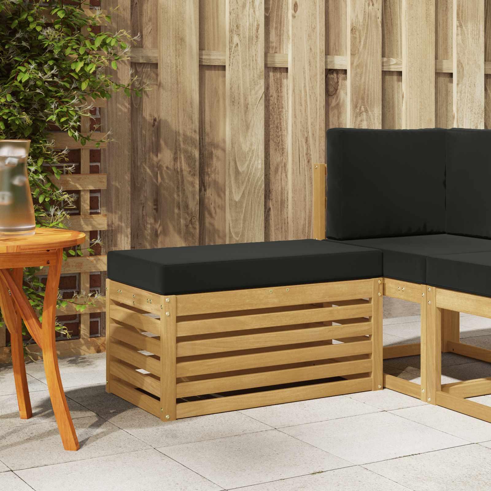 Udendørs Skammel Bænk Hvid 80 x 43 x 45 cm Massivt Akacietræ billede
