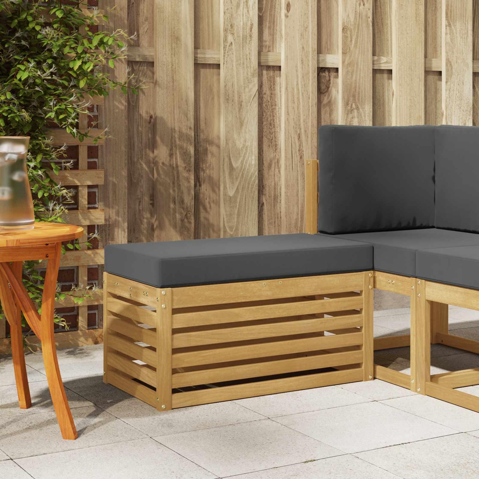 Udendørs Skammel Bænk Hvid 80 x 43 x 45 cm Massivt Akacietræ billede