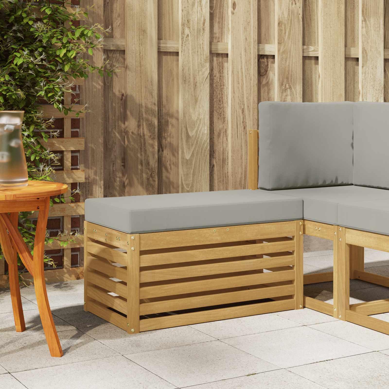 Udendørs Skammel Bænk Hvid 80 x 43 x 45 cm Massivt Akacietræ billede