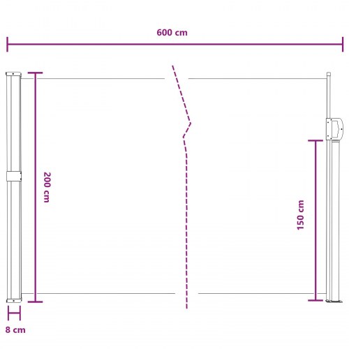 Udtrækkelig side-markise - sandfarvet 600 × 200 cm i polyester