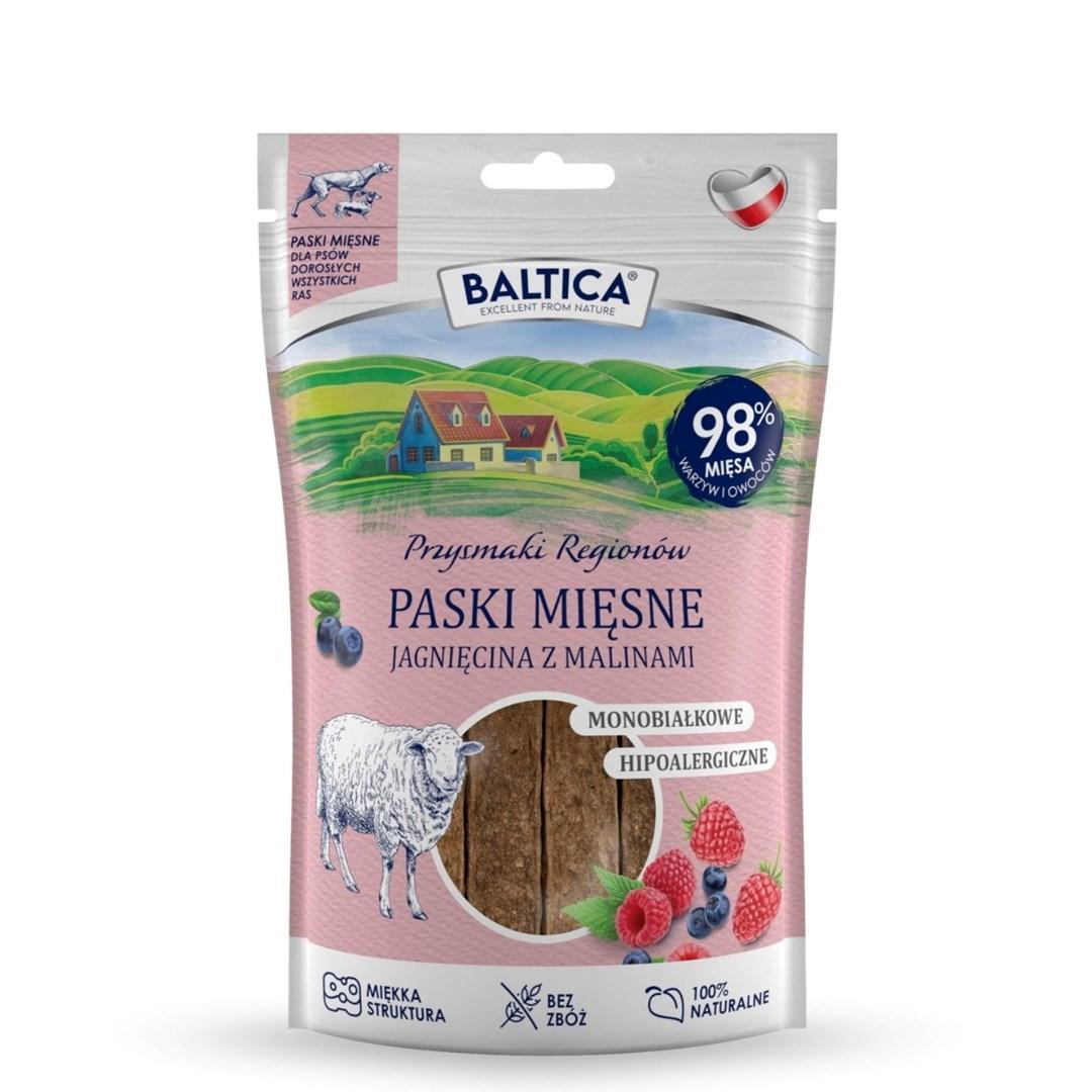 BALTICA kødstrimler – lam med hindbær – hundegodbid 90 g billede