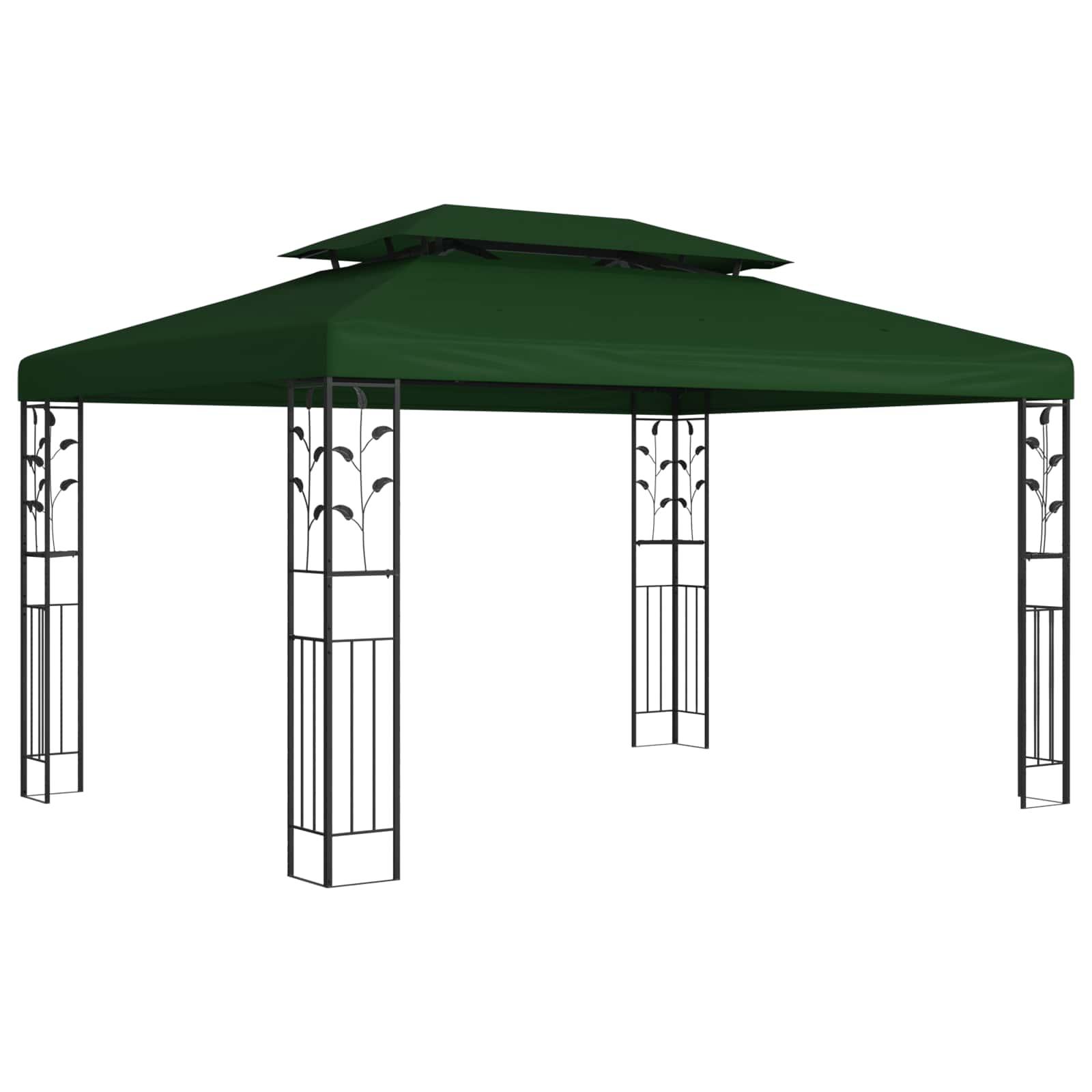 Pavillon 3,97 x 2,96 x 2,68 m Grøn Polyester og Stål billede
