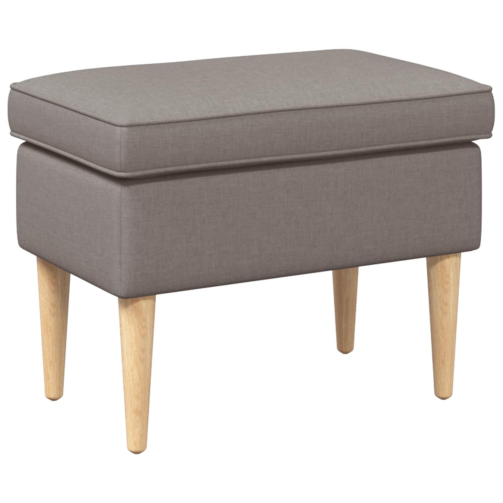 Fodskammel gråbrun 55 × 35 × 41 cm - polstret taburet med gummitræben billede
