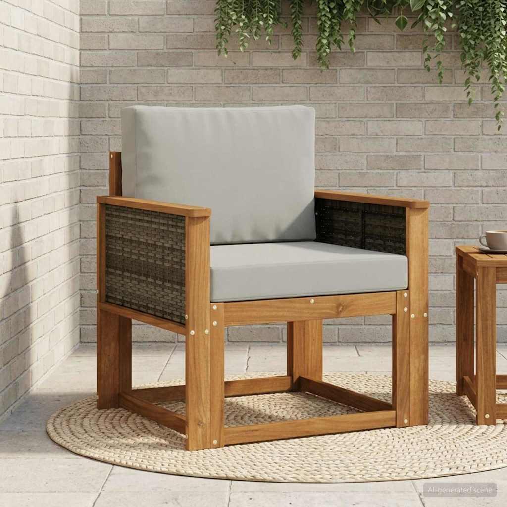 Udendørs Mellem Sofa Massivt Akacietræ Naturfarvet billede