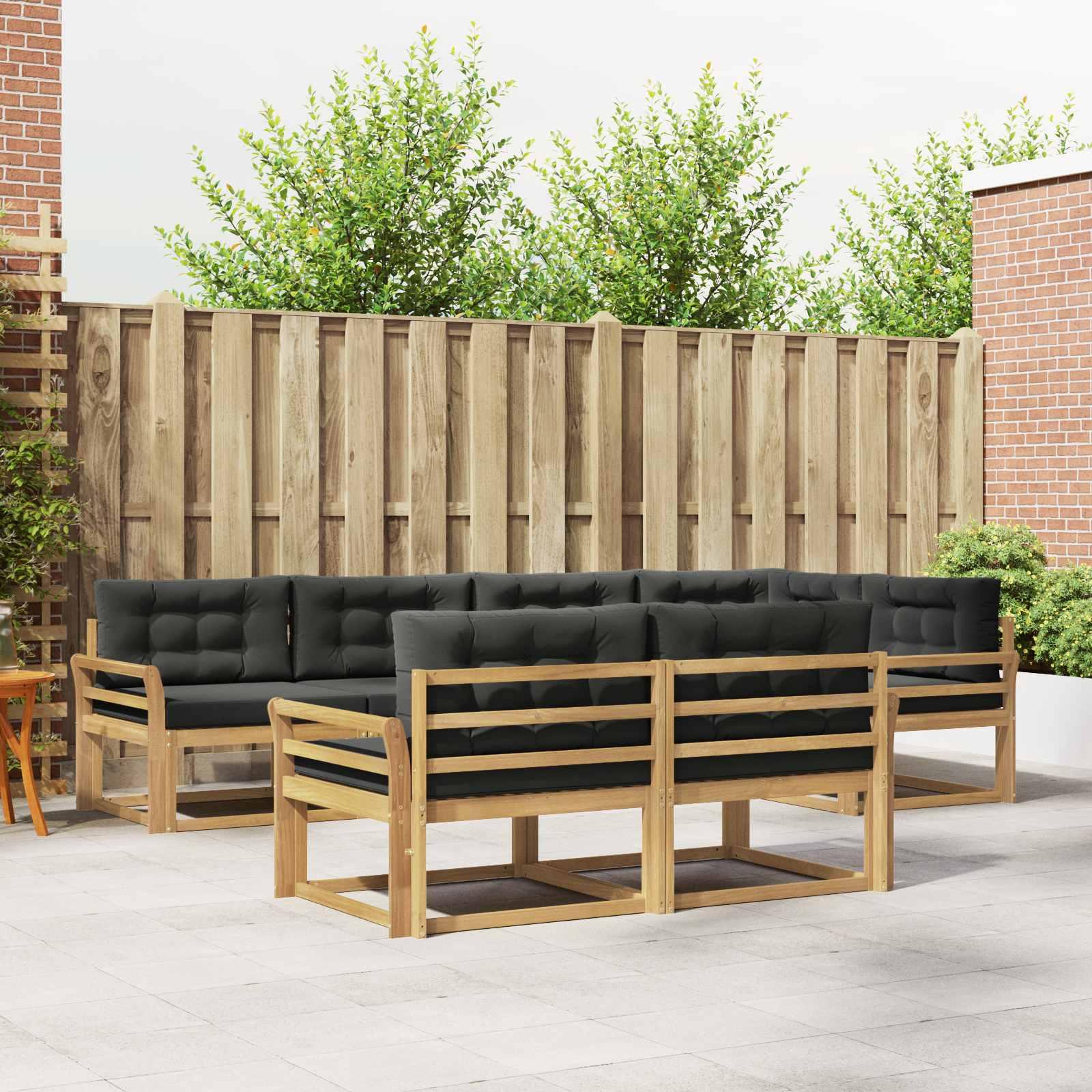 Udendørs sofagruppe med pude 6 stk Hvid og antracit Polyester billede