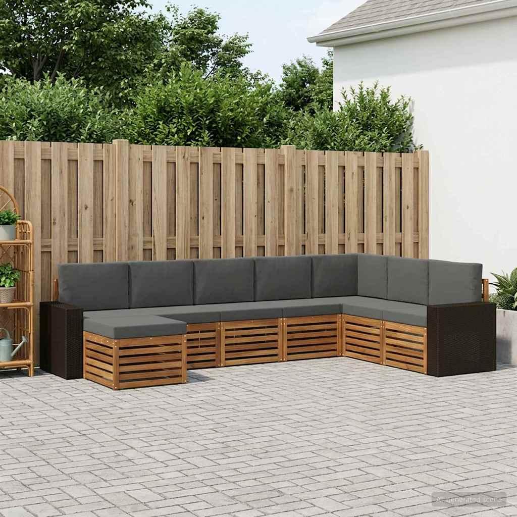 Udendørs sofagruppe med pude 8 stk Naturlig og Antracit billede