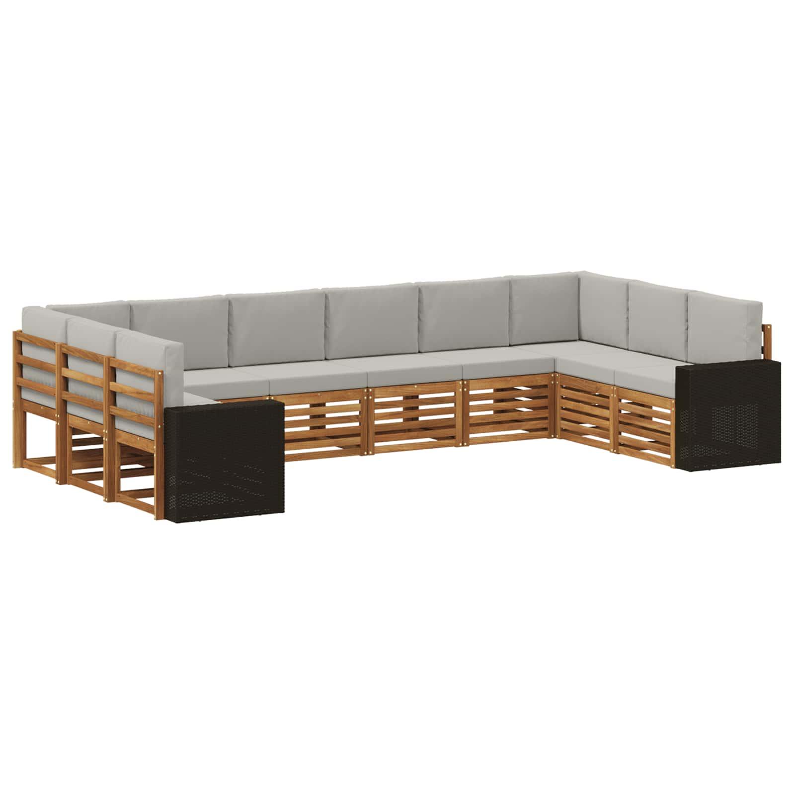 Sektionalsofa sæt 10 stk Naturfarvet og lysegrå Polyester billede