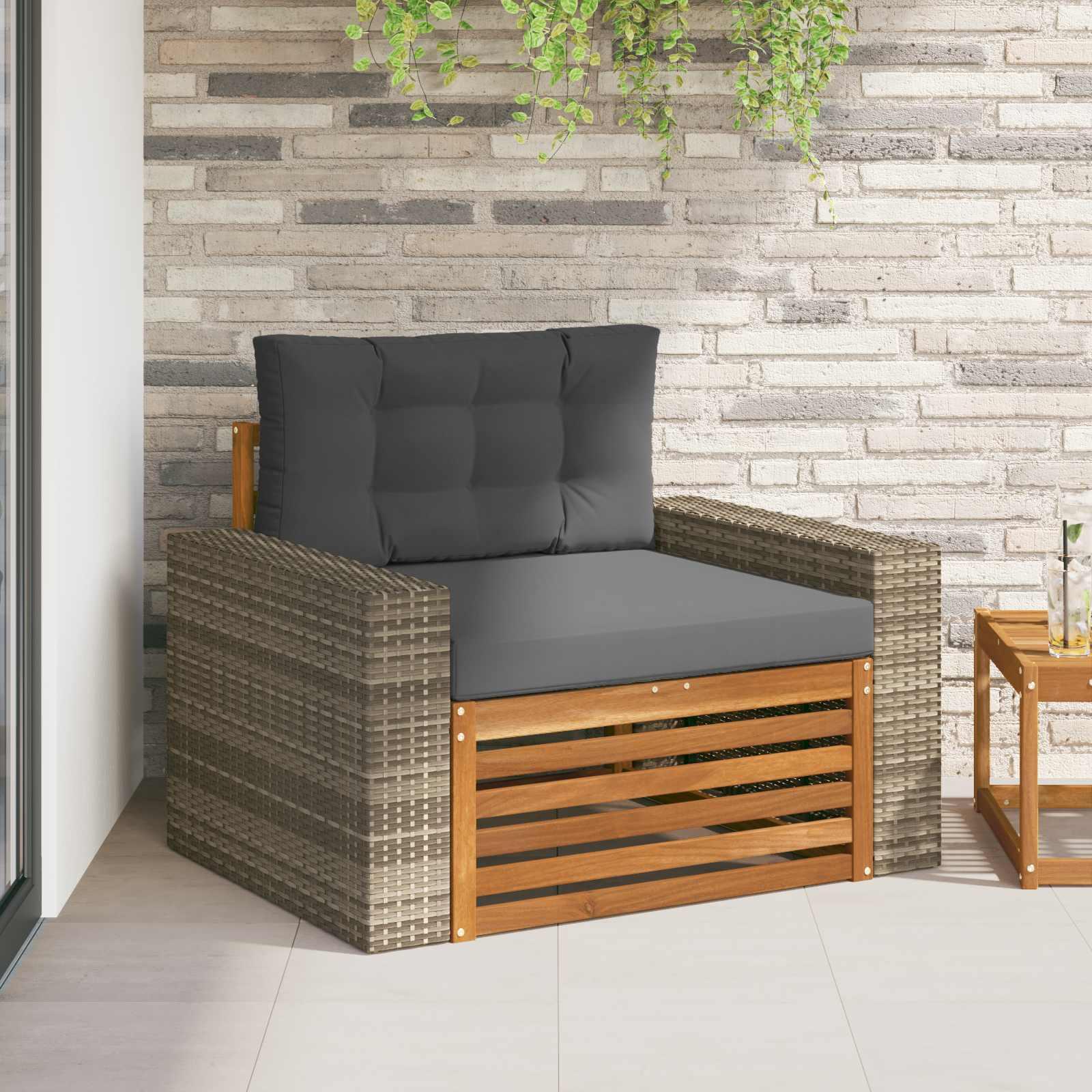 Udendørs Mellem Sofa Massivt Akacietræ Naturfarvet billede