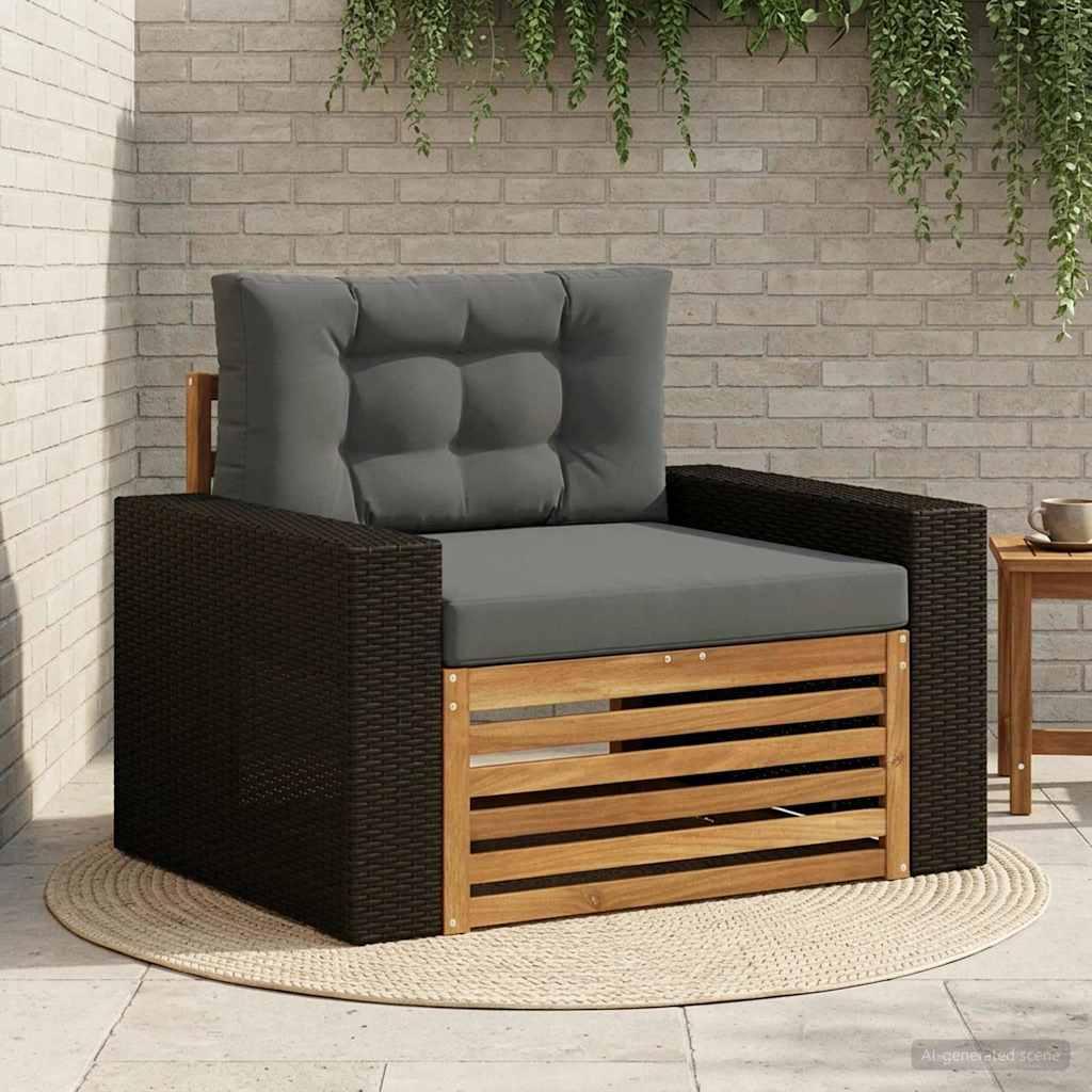 Udendørs Mellem Sofa Massivt Akacietræ Naturfarvet billede