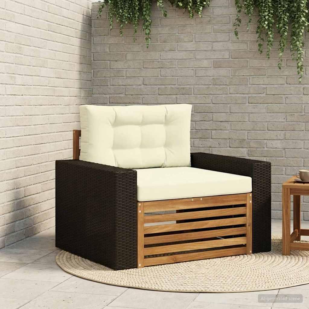 Udendørs Mellem Sofa Massivt Akacietræ Naturfarvet billede