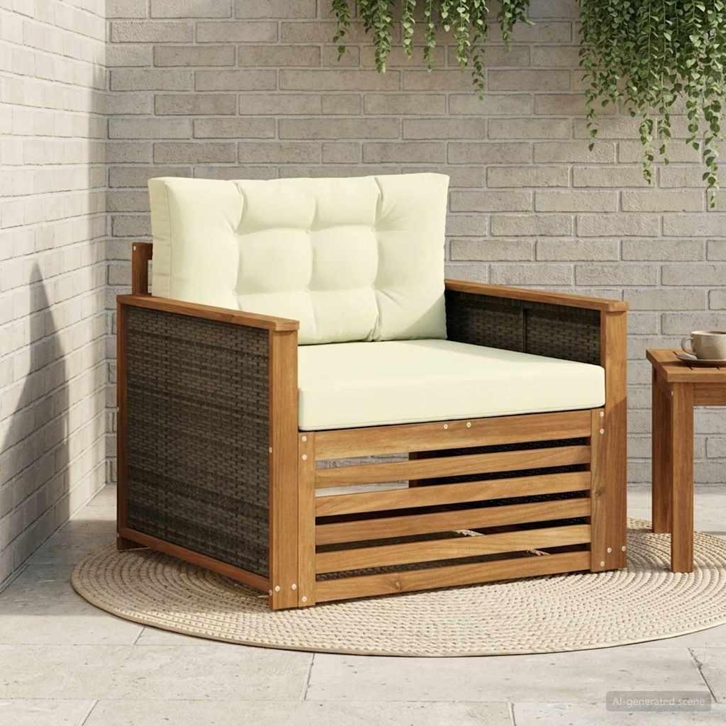 Udendørs Mellem Sofa Massivt Akacietræ Naturfarvet billede