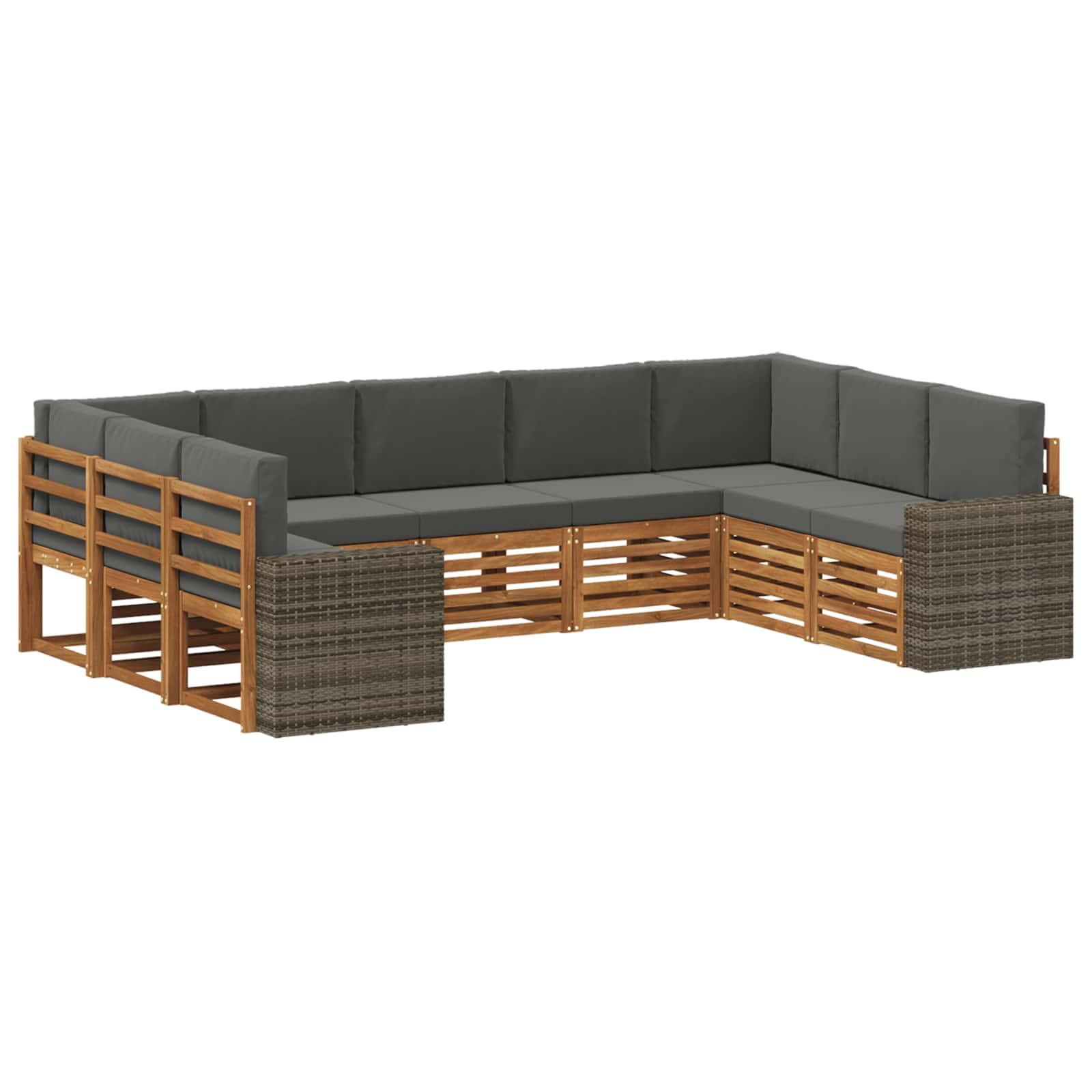 Sektionalsofa sæt med pude 9 stk Naturlig og Antracit Polyester billede